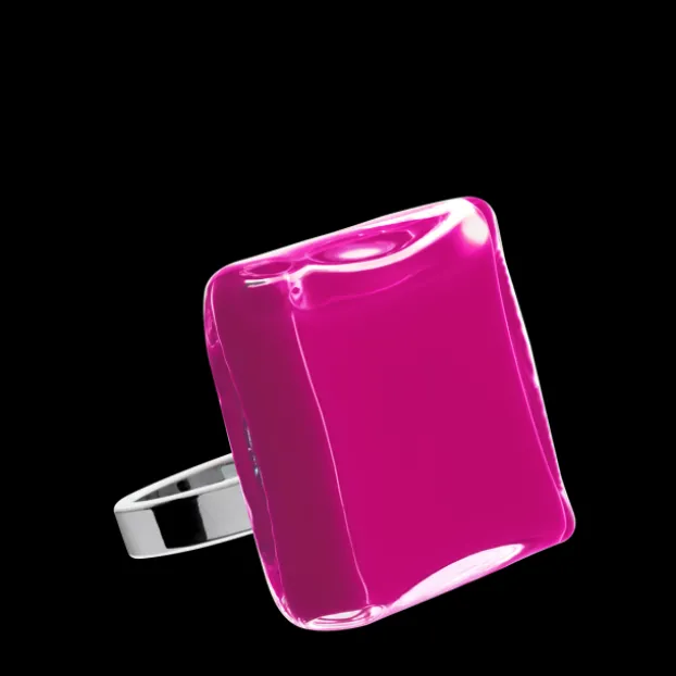 Bague en verre souffle - Carre Medium Milk