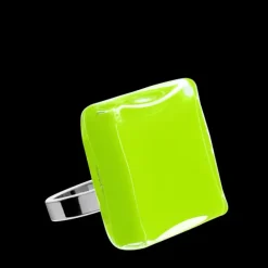 Bague en verre souffle - Carre Medium Milk