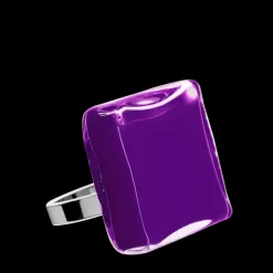Bague en verre souffle - Carre Medium Milk
