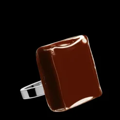 Bague en verre souffle - Carre Medium Milk
