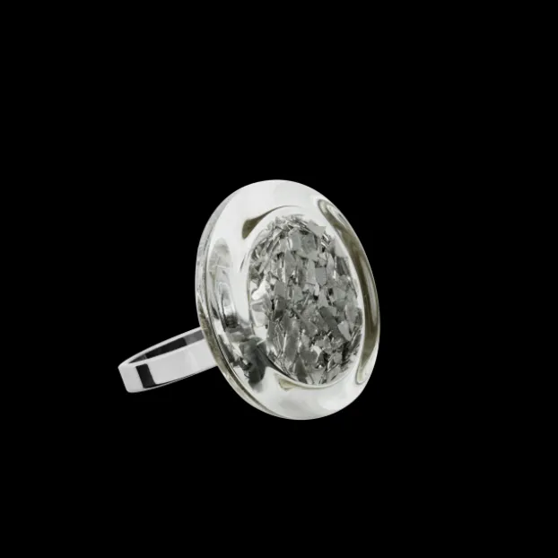 Bague en verre souffle - Cachou Nano Paillettes