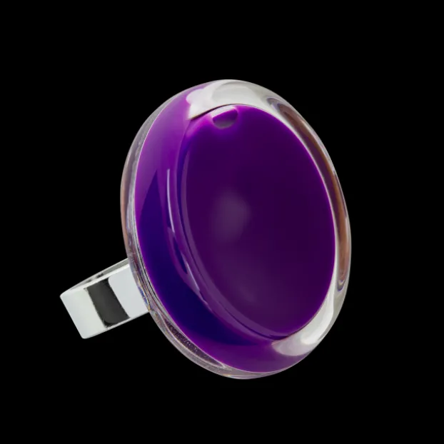 Bague en verre souffle - Cachou Medium Milk