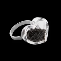 Bague en verre souffle - Coeur Nano Billes