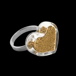 Bague en verre souffle - Coeur Nano Billes