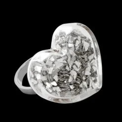 Bague en verre souffle - Coeur Medium Paillettes
