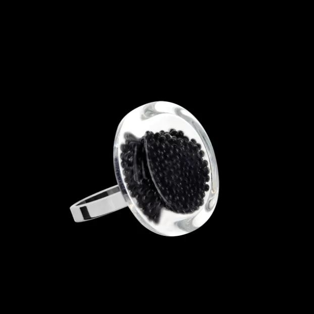 Bague en verre souffle - Cachou Nano Billes