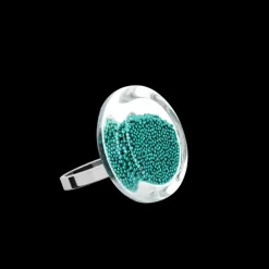 Bague en verre souffle - Cachou Nano Billes