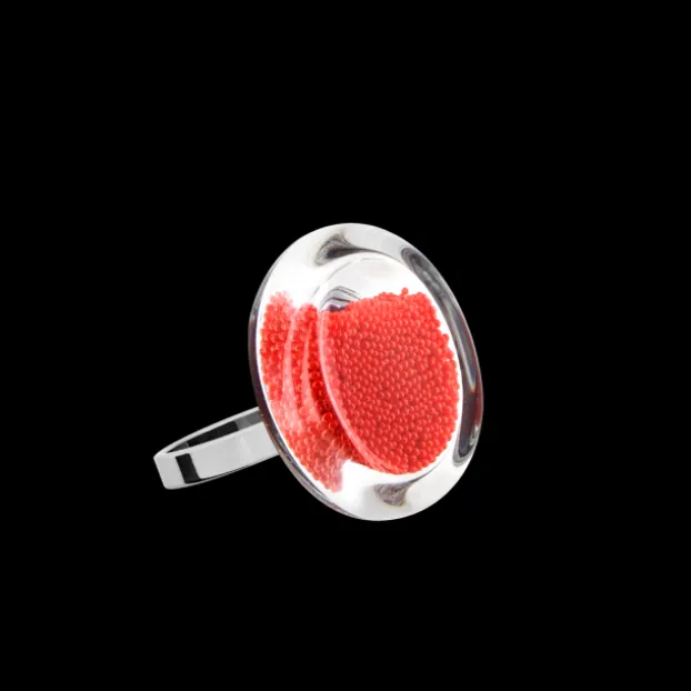 Bague en verre souffle - Cachou Nano Billes