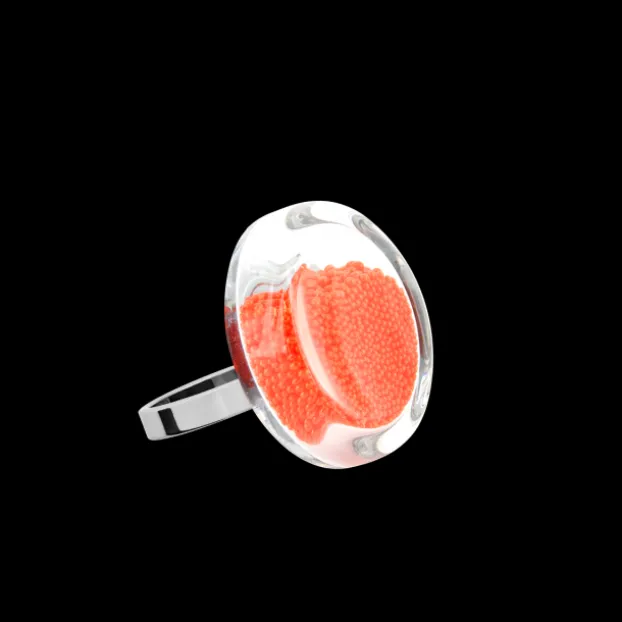 Bague en verre souffle - Cachou Nano Billes