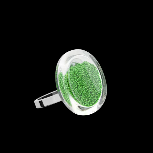 Bague en verre souffle - Cachou Nano Billes