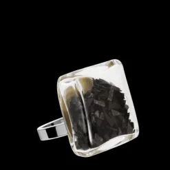 Bague en verre souffle - Carre Mini Paillettes