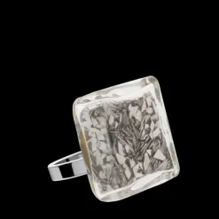 Bague en verre souffle - Carre Mini Paillettes