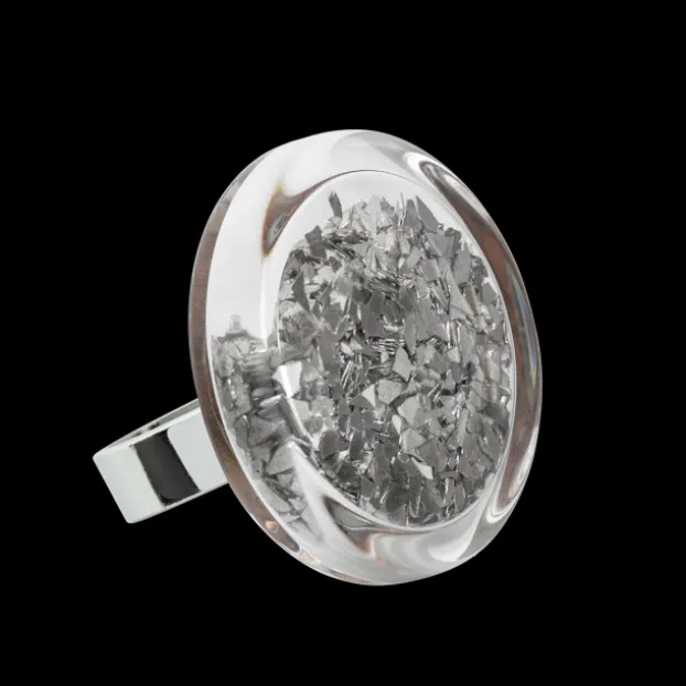 Bague en verre souffle - Cachou Medium Paillettes