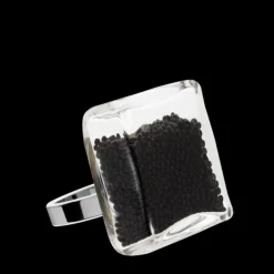 Bague en verre souffle - Carre Medium Billes