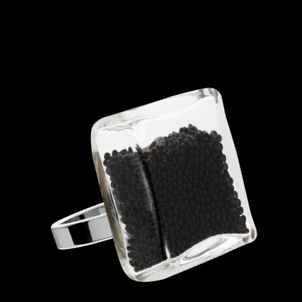 Bague en verre souffle - Carre Medium Billes