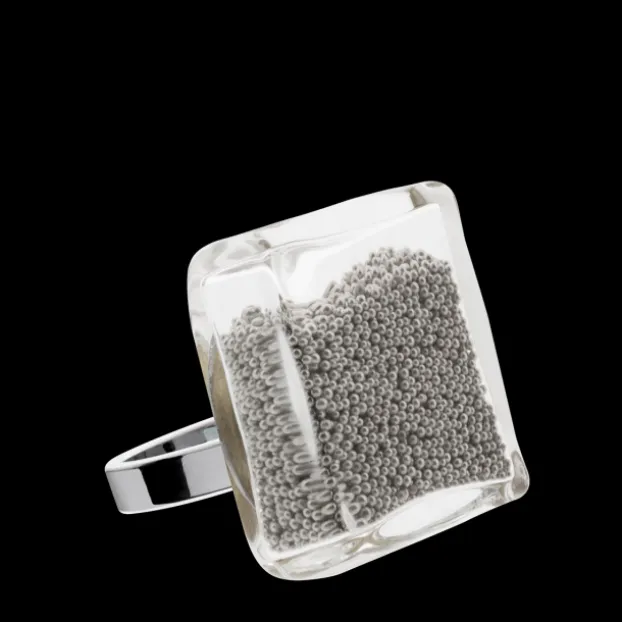 Bague en verre souffle - Carre Medium Billes