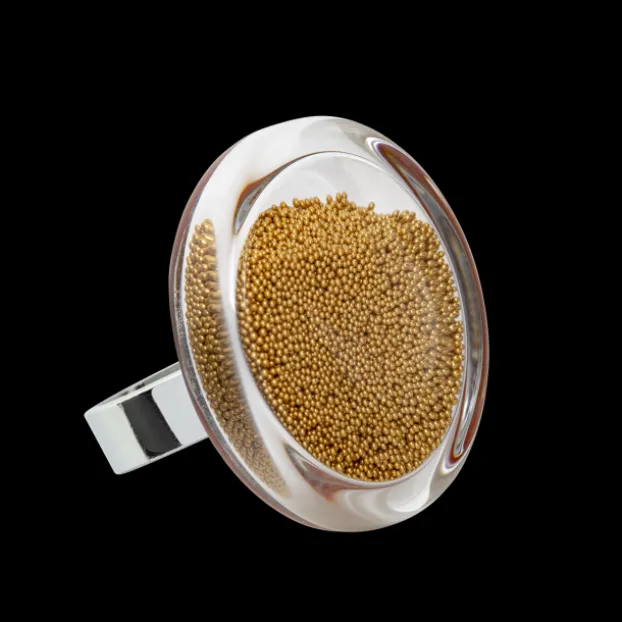 Bague en verre souffle - Cachou Medium Billes