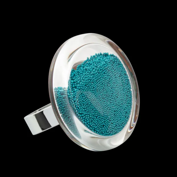 Bague en verre souffle - Cachou Medium Billes