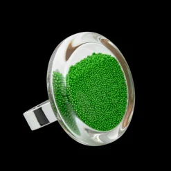 Bague en verre souffle - Cachou Medium Billes