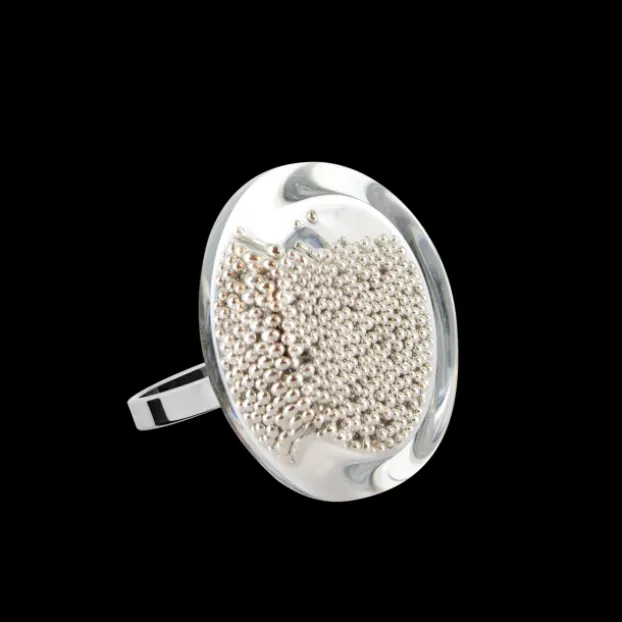 Bague en verre souffle - Cachou Mini Billes