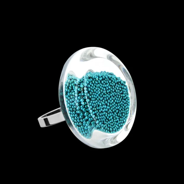 Bague en verre souffle - Cachou Mini Billes