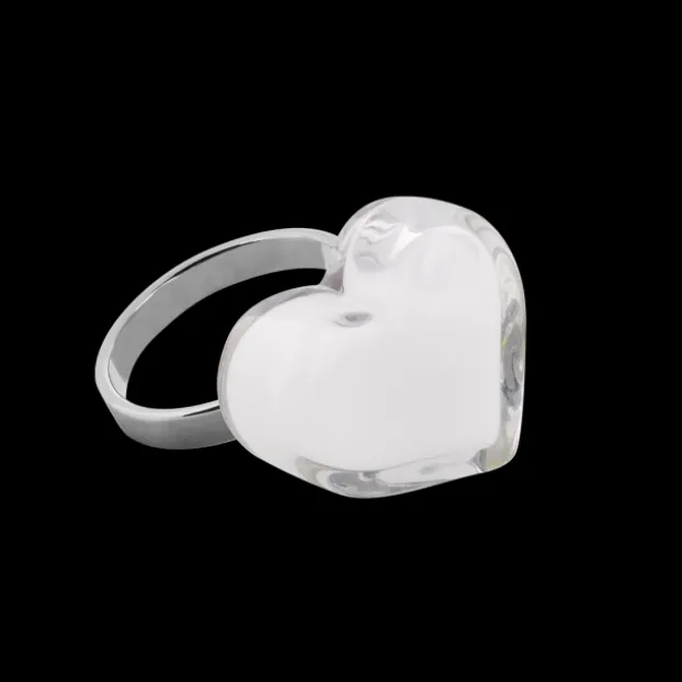 Bague en verre souffle - Coeur Nano Milk