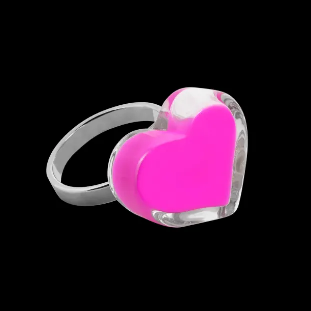 Bague en verre souffle - Coeur Nano Milk