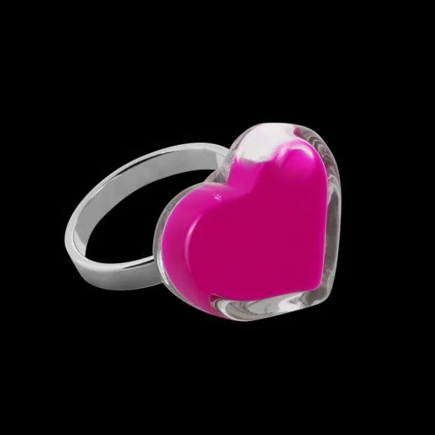 Bague en verre souffle - Coeur Nano Milk
