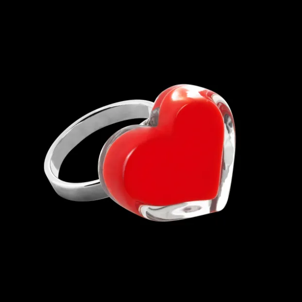 Bague en verre souffle - Coeur Nano Milk
