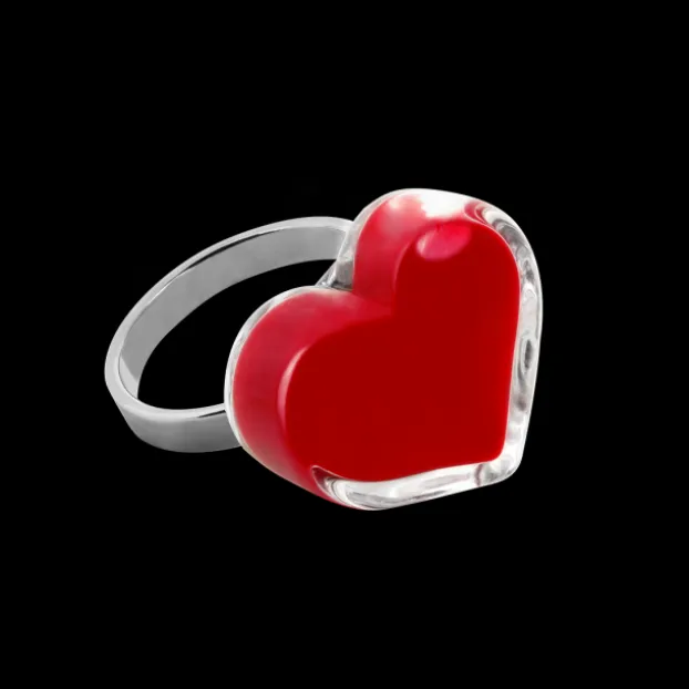 Bague en verre souffle - Coeur Nano Milk