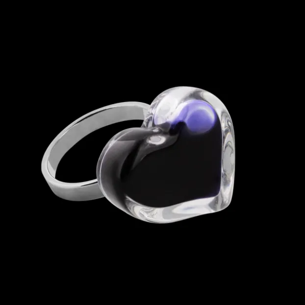 Bague en verre souffle - Coeur Nano Milk