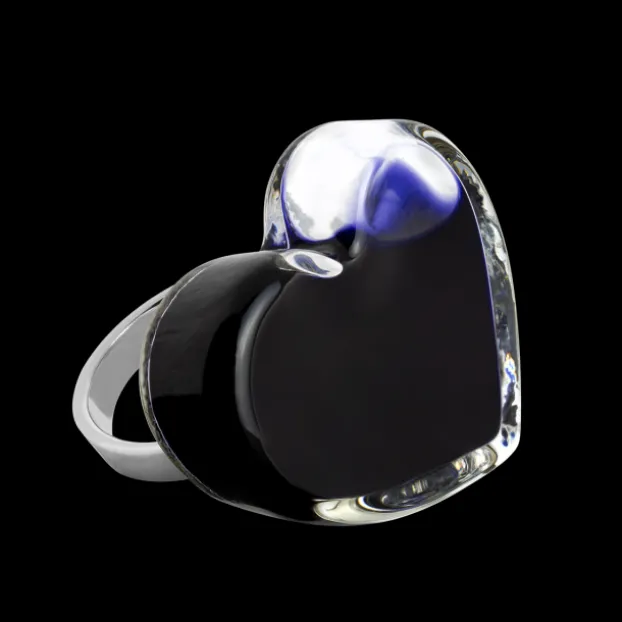 Bague en verre souffle - Coeur Medium Milk
