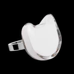 Bague en verre souffle - Chat Medium Milk