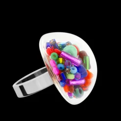 Bague en verre souffle - Dome Medium Mix Perles