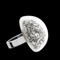 Bague en verre souffle - Dome Medium Paillettes