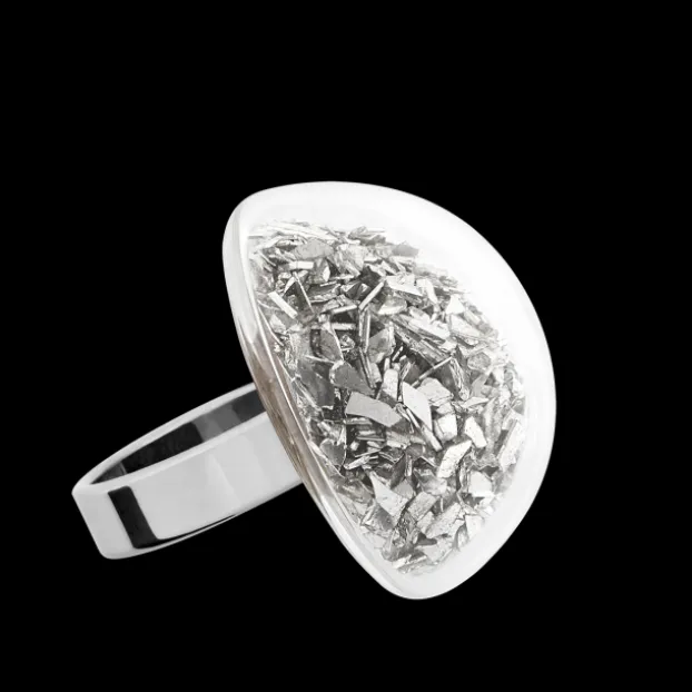Bague en verre souffle - Dome Medium Paillettes