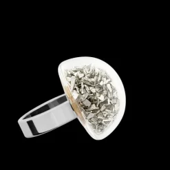 Bague en verre souffle - Dome Mini Paillettes