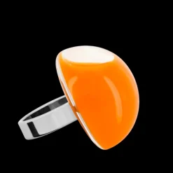 Bague en verre souffle - Dome Medium Milk