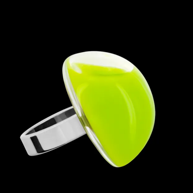 Bague en verre souffle - Dome Medium Milk