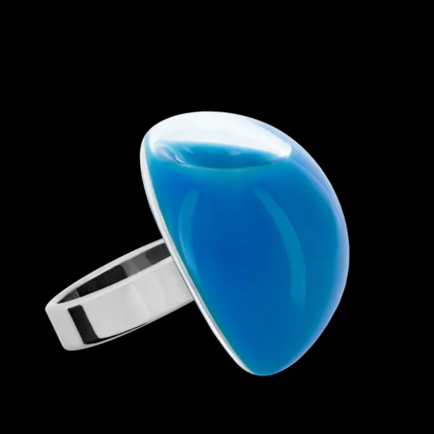 Bague en verre souffle - Dome Medium Milk