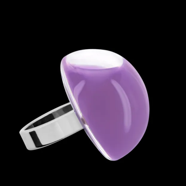 Bague en verre souffle - Dome Medium Milk