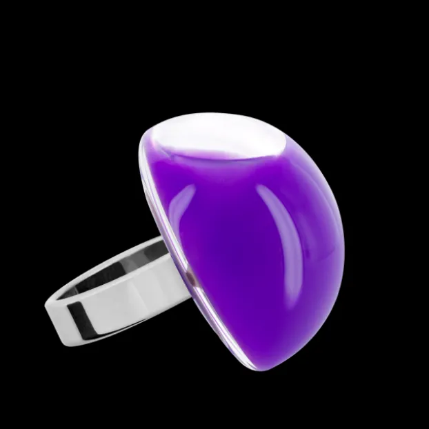 Bague en verre souffle - Dome Medium Milk