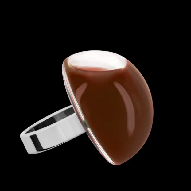 Bague en verre souffle - Dome Medium Milk