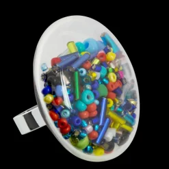 Bague en verre souffle - Galet Giga Mix Perles