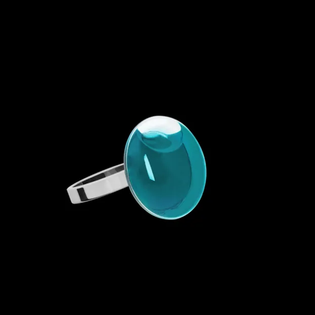 Bague en verre souffle - Galet Nano Transparent