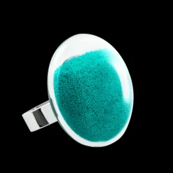 Bague en verre souffle - Galet Medium Billes