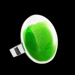 Bague en verre souffle - Galet Medium Billes