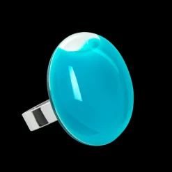 Bague en verre souffle - Galet Medium Milk