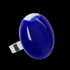 Bague en verre souffle - Galet Medium Milk