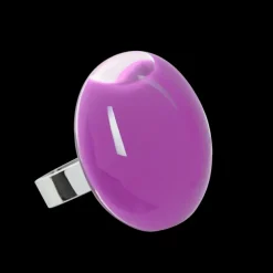 Bague en verre souffle - Galet Medium Milk